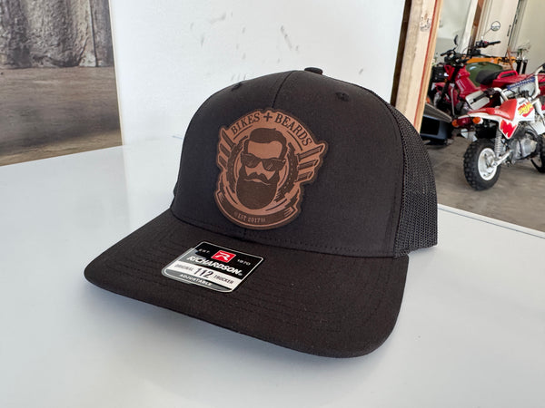 Bikes and Beards Leather Patch Trucker Hat