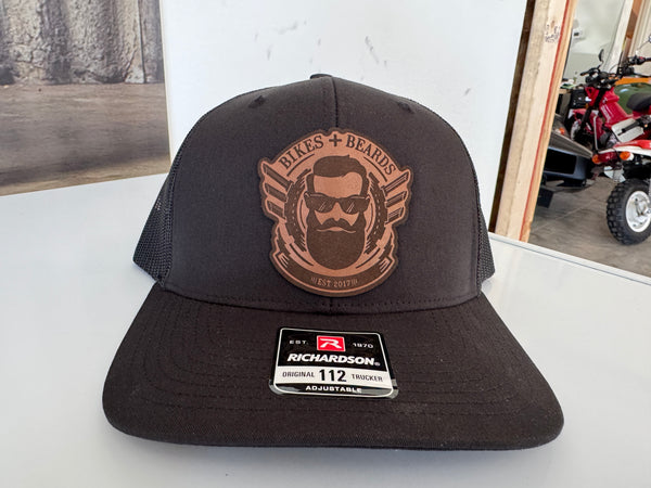 Bikes and Beards Leather Patch Trucker Hat